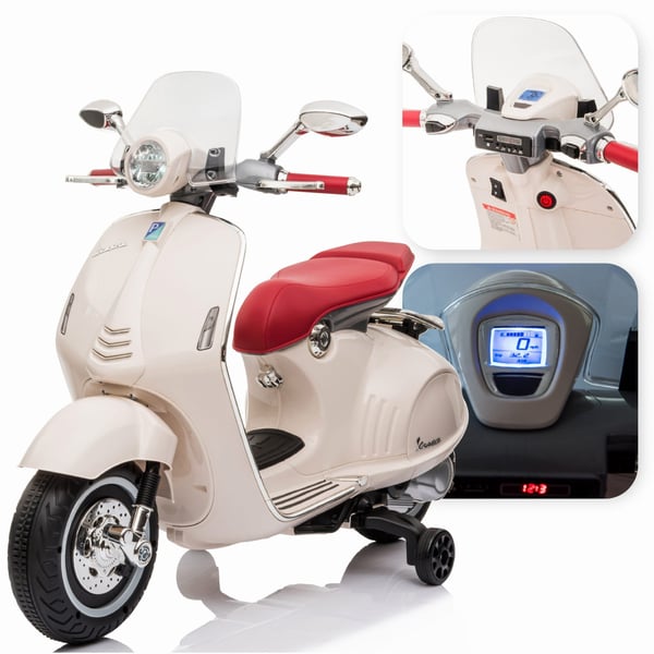Sähköskootteri lapsille Sähkömoottoripyörä Vespa MP3 valkoinen Sun Baby