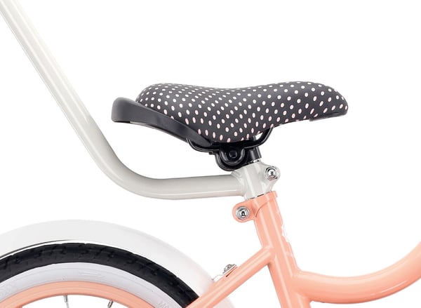 Heart Bike Pigecykel 12 14 16 tommer, Børnecykel 2-6 år, Børnecykel med støttehjul, skubbestang, justerbar sadel og styr (Abrikos, 14 tommer)