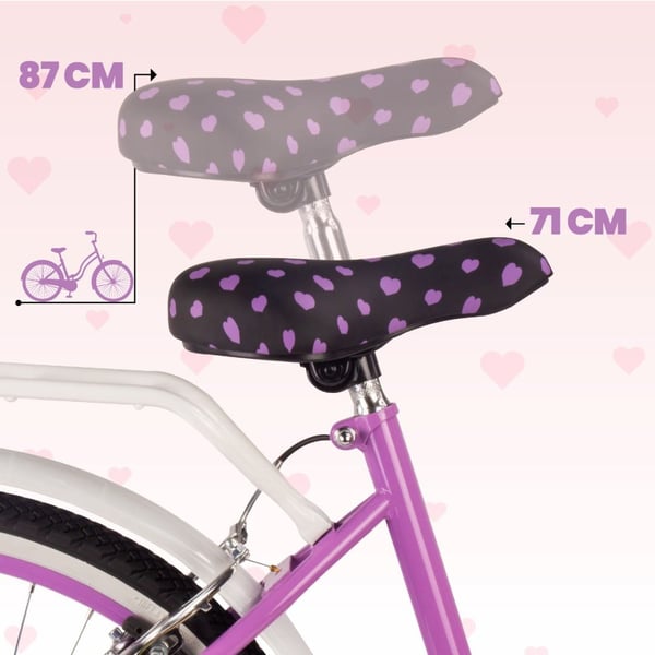 24-tuumainen kaupunkipyörä tytölle, ensikommuuniin, Shimano 7 vaihdetta, Heart Bike, Violetti