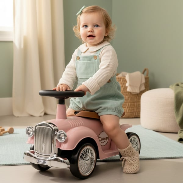 Työntövaunu lapsille lasten auto Retro vaaleanpunainen  Sun Baby