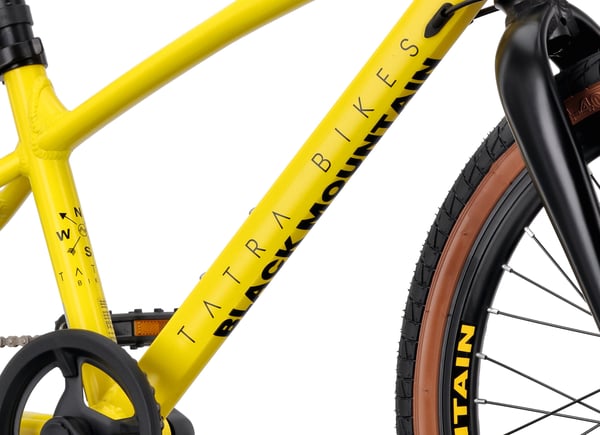 Tatra Bikes Barncykel 20 tum, Cykl for barn från 5 till 8 år med aluminiumram, 6 växlar, skivbromsar, ringklocka, fotstöd, reflexer (Gul)