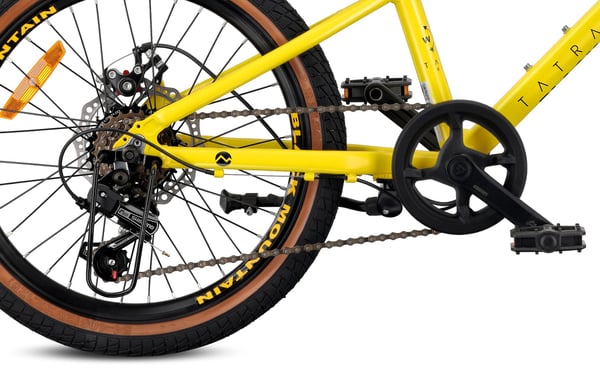 TATRA BIKES Barncykel 20 tum - 6 växlar Shimano - lätt aluminium, justering av styrhöjd, skivbromsar - Gul