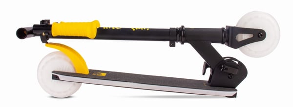 LUMI RIDE Scooter Kids 2 pyörää Musta ja keltainen, kolmipyöräinen skootteri 3-vuotiaille, LED, 3 tasoa ohjaustangon korkeuden säätöä, jalkajarru