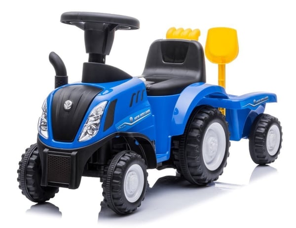 Ajettava Traktori Perävaunulla Lapsen Ensimmäiselle Syntymäpäivälle New Holland Sininen
