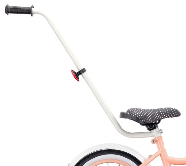 Heart Bike Pigecykel 12 14 16 tommer, Børnecykel 2-6 år, Børnecykel med støttehjul, skubbestang, justerbar sadel og styr (Abrikos, 14 tommer)