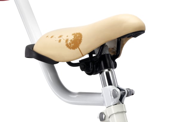 Flower Bike Flickcykel för en flicka 12 14 16 tum, Barncykel 2-6 år, Barncykel med stödhjul, pushbar, justerbar sadel och styre (Vit Beige, 14 Tum)