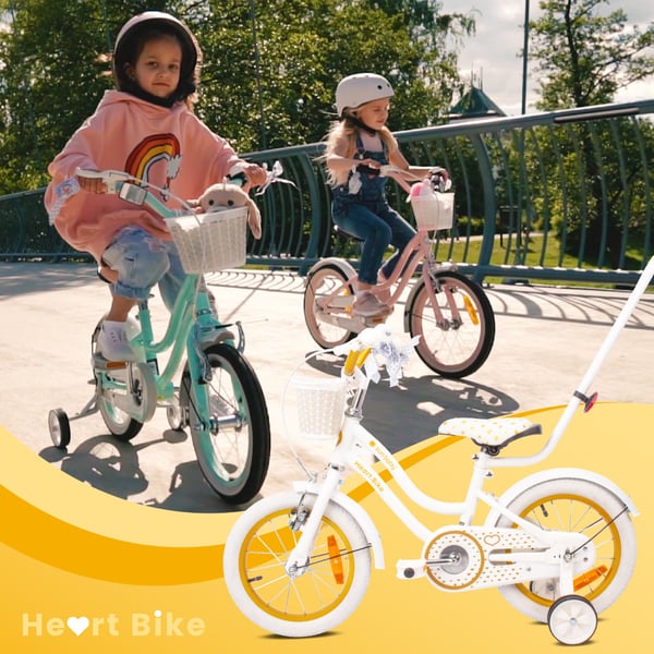 16 tuuman tyttöjen pyörä HEART BIKE - valkoinen ja kulta