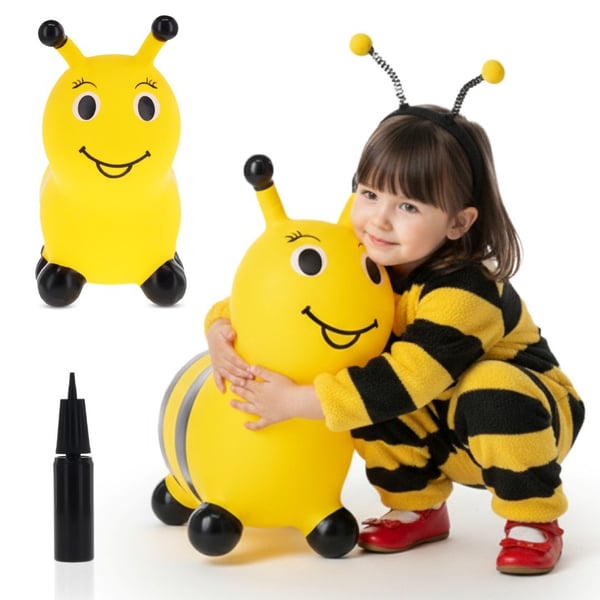 Sun Baby hoppboll för barn Bi, gul + pump, 12m+, maxvikt 45 kg