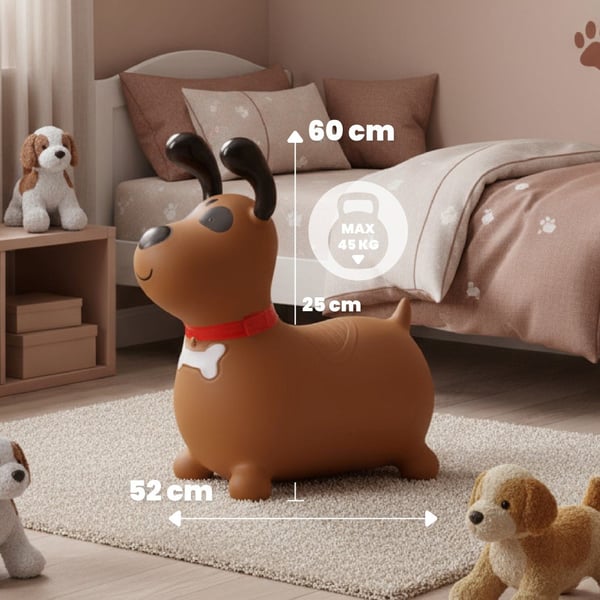 Sun Baby hopper Reksio, brun + pumpe, til børn 1+, bæreevne 45 kg