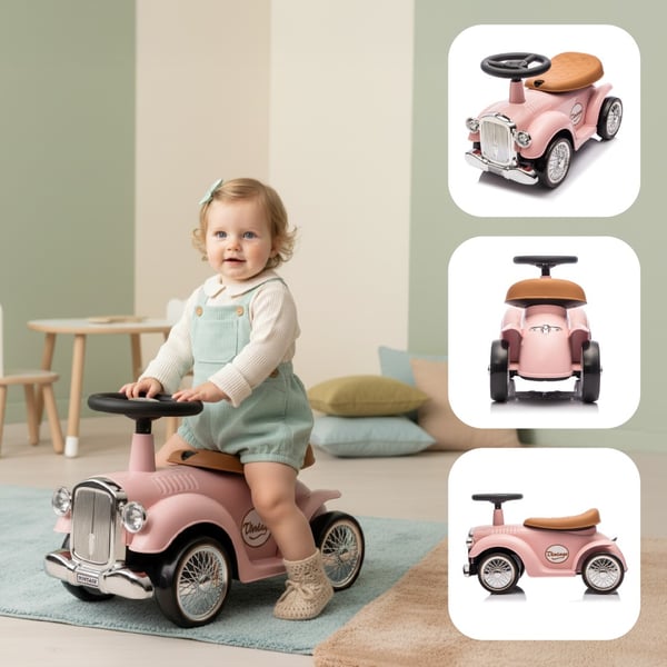 Työntövaunu lapsille lasten auto Retro vaaleanpunainen  Sun Baby