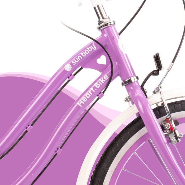 sun baby HEART BIKE Børnecykel 20 tommer - 6 gear, V-bremser, bagagebærer, skærme, justerbart styr og sadel - Lilla