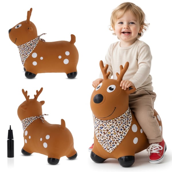 Sun Baby hoppleksak för barn JELONEK, brun + pump, 12m+, maxvikt 45 kg, BPA Free