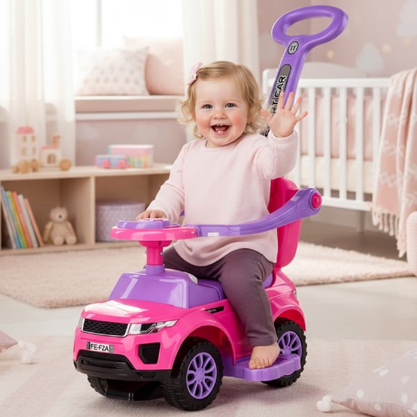 Työntövaunu lapsille lasten auto  Sport Car vaaleanpunainen Sun Baby