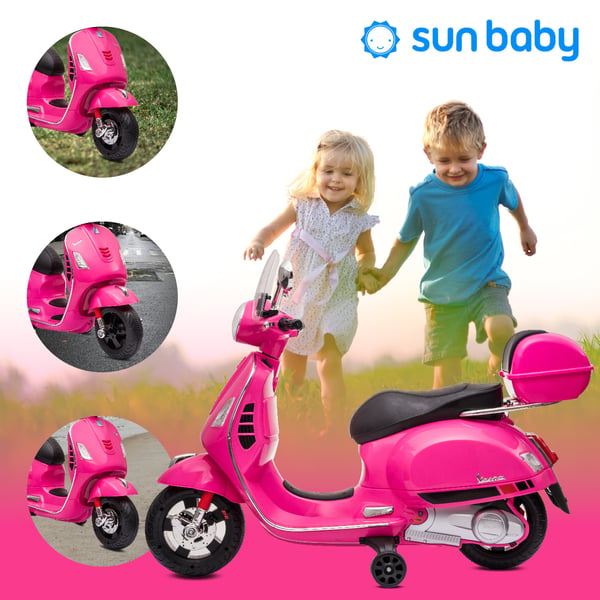 Sähköskootteri lapsille Sähkömoottoripyörä Vespa MP3 runko vaaleanpunainen Sun Baby