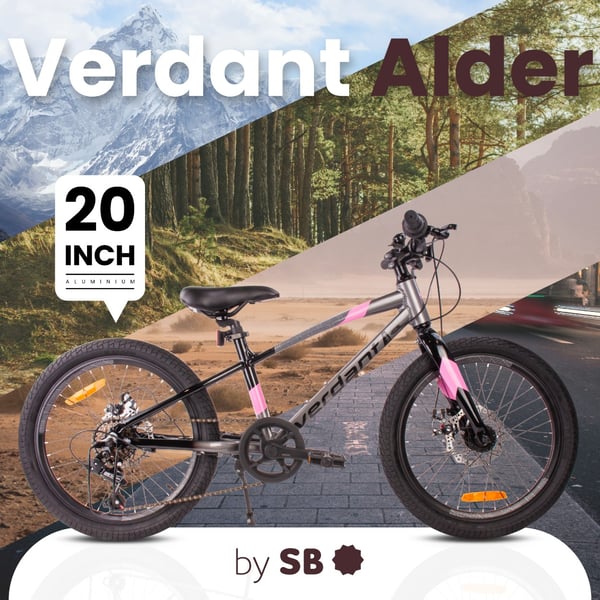 Verdant Alu Bike Lasten pyörä pojille 20 tuuman Valinnainen pyöräkoko 6 nopeuden Shimano Lasten pyörä 6-10 vuotta (Grafiitti Pinkki)