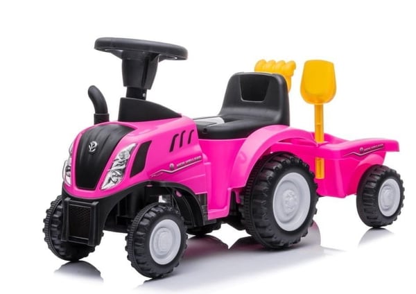 Polkutraktori perävaunulla New Holland vaaleanpunainen Sun Baby