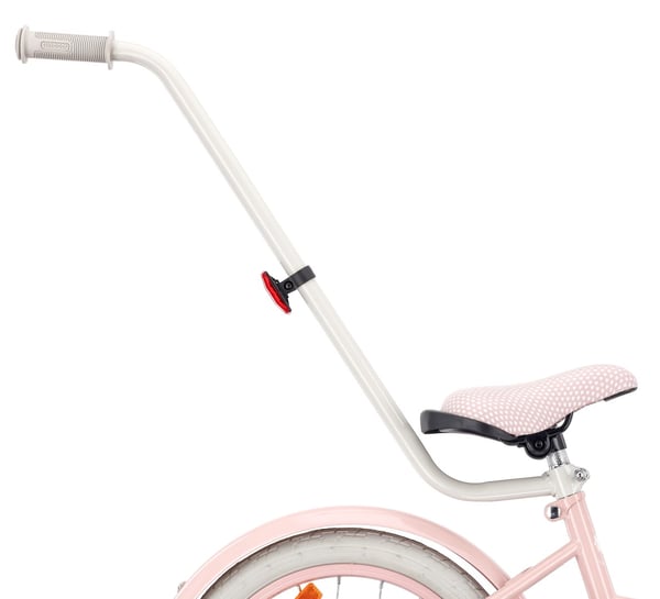 Barncykel Silver Moon 16 tum med tryckstång och stödhjul, V-broms och fotbroms, rosa