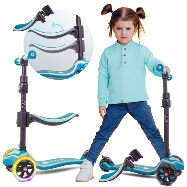 Sun Baby Flash 3in1 LED - tasapainoskootteri lapsille, pulveri vaaleanpunainen