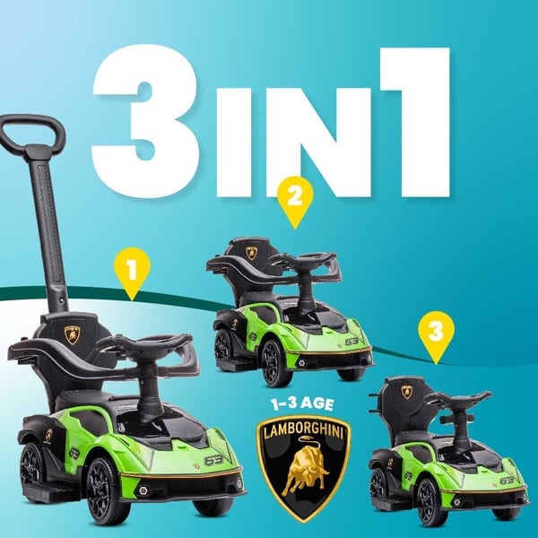 Sun Baby gåbil med push-handle Lamborghini Essenza SCV12, grön, 12m+, upp till 25 kg