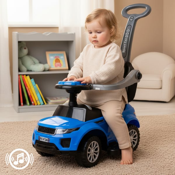 Työntövaunu lapsille lasten auto Sport Car sininen Sun Baby