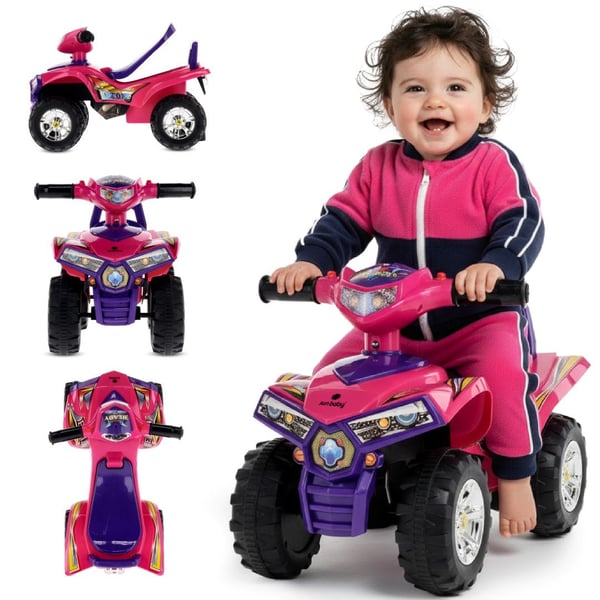 Sun Baby quadgåstol för barn, lila - ljud och ljus, 12 mån+, maxvikt 25 kg, förvaringsfack