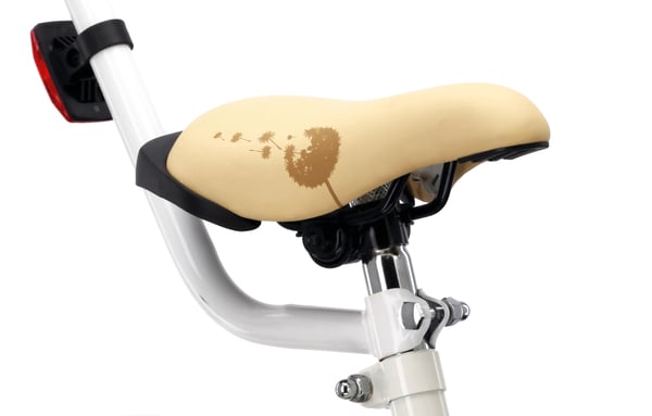 Flower Bike Flickcykel för en flicka 12 14 16 tum, Barncykel 2-6 år, Barncykel med stödhjul, pushbar, justerbar sadel och styre (Vit Beige, 12 Tum)