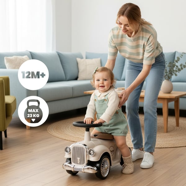 Työntövaunu lapsille lasten auto Retro ecru Sun Baby