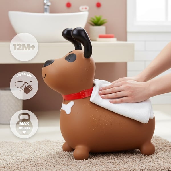 Sun Baby hopper Reksio, brun + pumpe, til børn 1+, bæreevne 45 kg