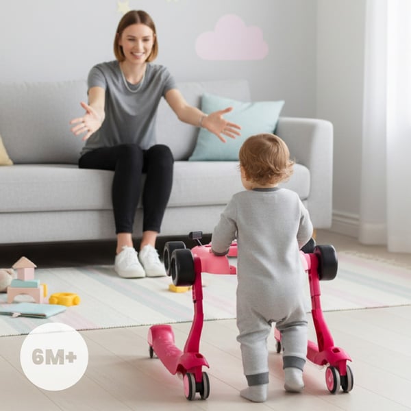 Sun Baby gåstol-åkbil-push 3-i-1 Formel 1, rosa, 6-12 m, upp till 12 kg