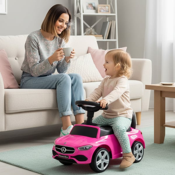 Sun Baby Køretøj Gåvogn til Børn Mercedes C-Klasse Lyserød
