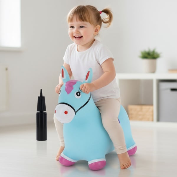 Sun Baby hopphäst att hoppa, rosa, med pump och bandana, 12m+, max 45 kg