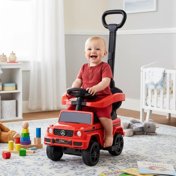 Työntövaunu lapsille lasten auto Mercedes Benz G punainen Sun Baby