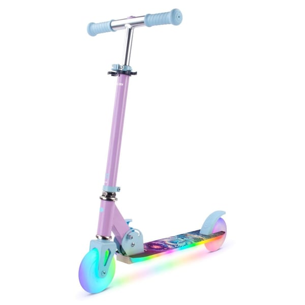 Taitettava kaksipyöräinen potkulauta lapsille, säädettävä, Lumiride LED 7 väriä/20 ohjelmaa, Unicorn, 73-85 cm, musta, Sun Baby