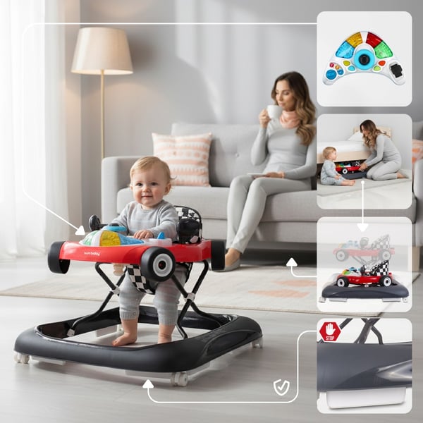Sun Baby gåstol interaktiv Racerbilsdesign, svart, 6m+, upp till 12 kg, EN1273:2020