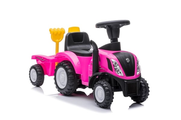 Polkutraktori perävaunulla New Holland vaaleanpunainen Sun Baby