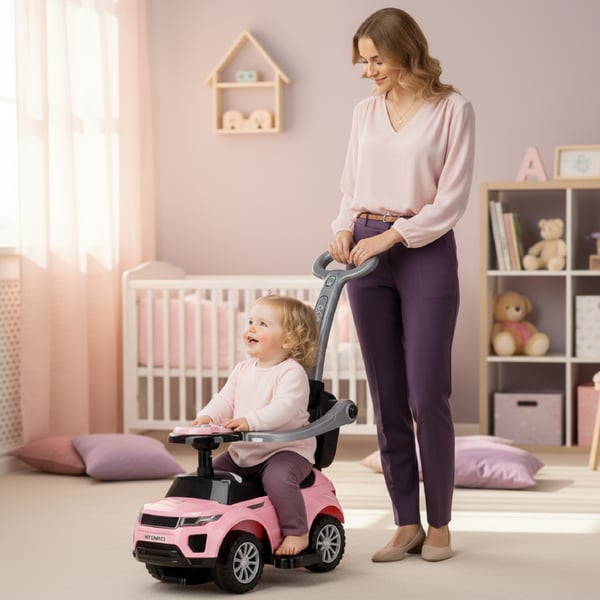 Työntövaunu lapsille lasten auto Sport Car vaaleanpunainen Sun Baby