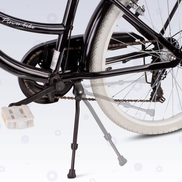 sun baby FLOWER BIKE Børnecykel 24 tommer - 7 gear, V-brakes, forlygter, bagagebærer, skærme - Sort