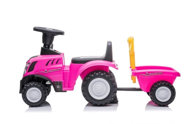 Polkutraktori perävaunulla New Holland vaaleanpunainen Sun Baby