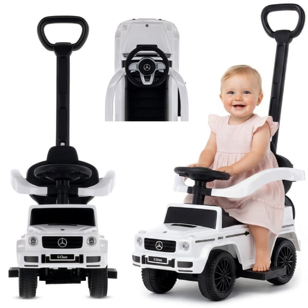 Työntövaunu lapsille lasten auto Mercedes Benz G valkoinen Sun Baby