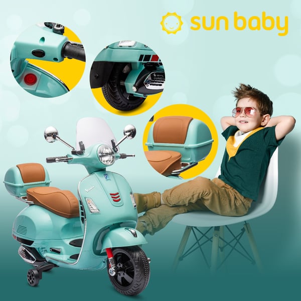 Sähköskootteri lapsille Sähkömoottoripyörä Vespa MP3 runko turkoosi Sun Baby