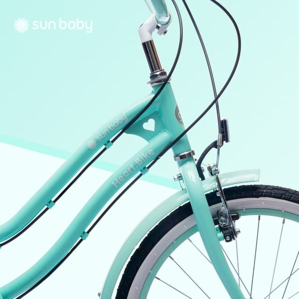sun baby HEART BIKE Børnecykel 20 tommer - 6 gear, V-bremser, bagagebærer, skærme, justerbart styr og sadel - Mint
