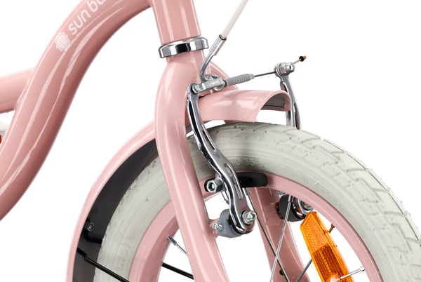 Flower Bike Pigecykel til en pige 12 14 16 tommer, Børnecykel 2-6 år, Børnecykel med støttehjul, skubbestang, justerbar sadel og styr (Pink, 14 tommer)