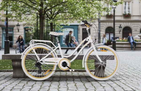sun baby HEART BIKE Børnecykel 24 tommer - 7 gear Shimano -bagagebærer, metalskærme, V-bremse, kædeskærm - Hvid Guld