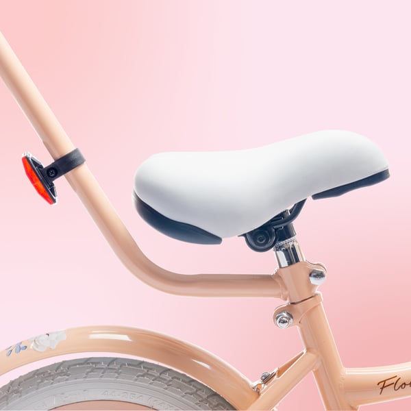 FLOWER BIKE Polkupyörä tytölle 14 tuumaa, työntötanko, sivupyörät, kori, aprikoosi