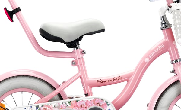 Lasten polkupyörä Tytön polkupyörä 12 tuuman kori Opas pyörät Side Flower Bike vaaleanpunainen