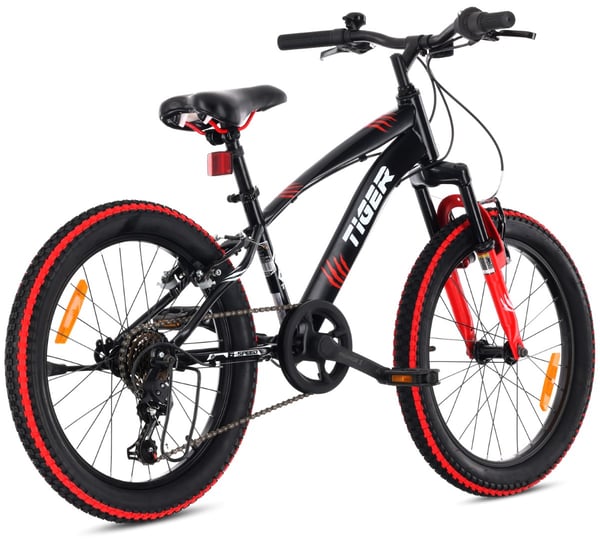Tiger Bike Lastenpyörä pojille 20 tuuman rengaskoko valittavissa 6-vaihteinen Shimano-pyörä lapsille 6–10 vuotta korkeussäädettävä (punainen musta)
