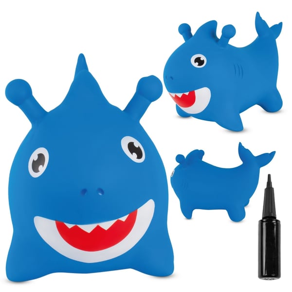 Sun Baby gummihoppare för barn Baby Shark haj, blå, med pump, maxvikt 45 kg