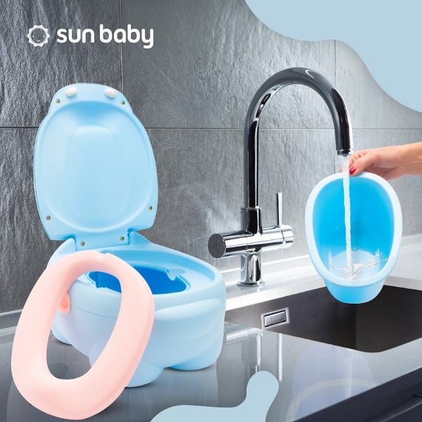 Sun Baby lasten potta Hippo sininen - liukumaton, selkänojalla, irrotettava sisäosa