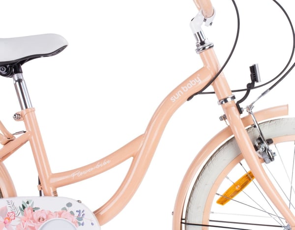 sun baby FLOWER BIKE Børnecykel 20 tommer - 6 gear, V-bremser, bagagebærer, skærme, justerbart styr og sadel - Abrikos