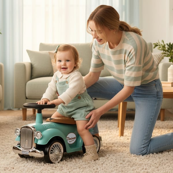 Työntövaunu lapsille lasten auto Retro minttu Sun Baby